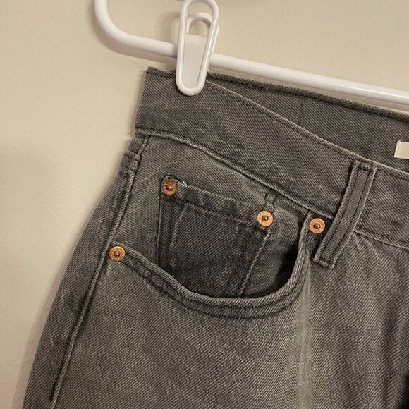 Levis Wmn 27 Gray Denim Splatter Hem Slouchy Mid Rise Low Pro Straight Jean NWOT - Picture 7 of 13